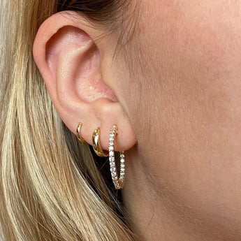 yellow gold diamond hoops