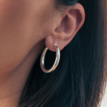 silver bold hoops medium