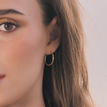 thin medium hoops yellow gold