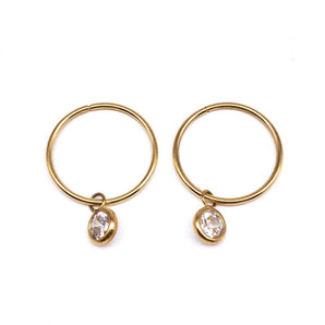 medium thin hoops with cz