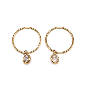 medium thin hoops with cz