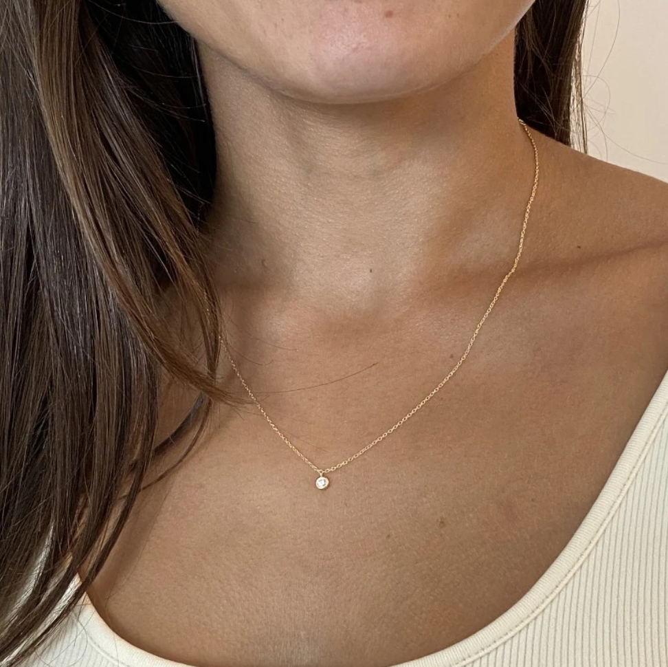 Diamond Solitaire Necklace / 14k Gold Diamond Necklace / Floating Diamond  Necklace / Dainty Diamond Solitaire Necklace / Prong Set Diamond