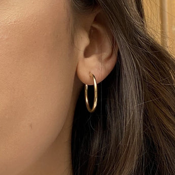 medium yellow gold midi hoops