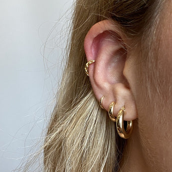 ear cuff and gold hoops