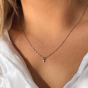 dainty diamond pendant on singapore chain